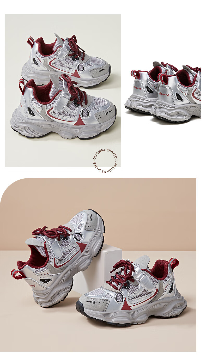 Fulomi Girls' Sports Shoes Summer Mesh Breathable Casual Non-slip Dad Sneakers Silver Purple (Summer Edition) Size 32 10