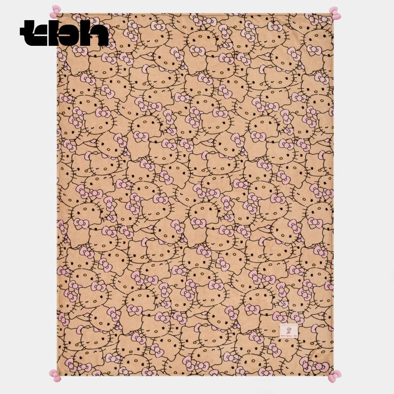 Tbh Sanrio Hello Kitty Flannel Warm Blanket for Living Room Sofa, Office Nap Throw, Fleece Blanket