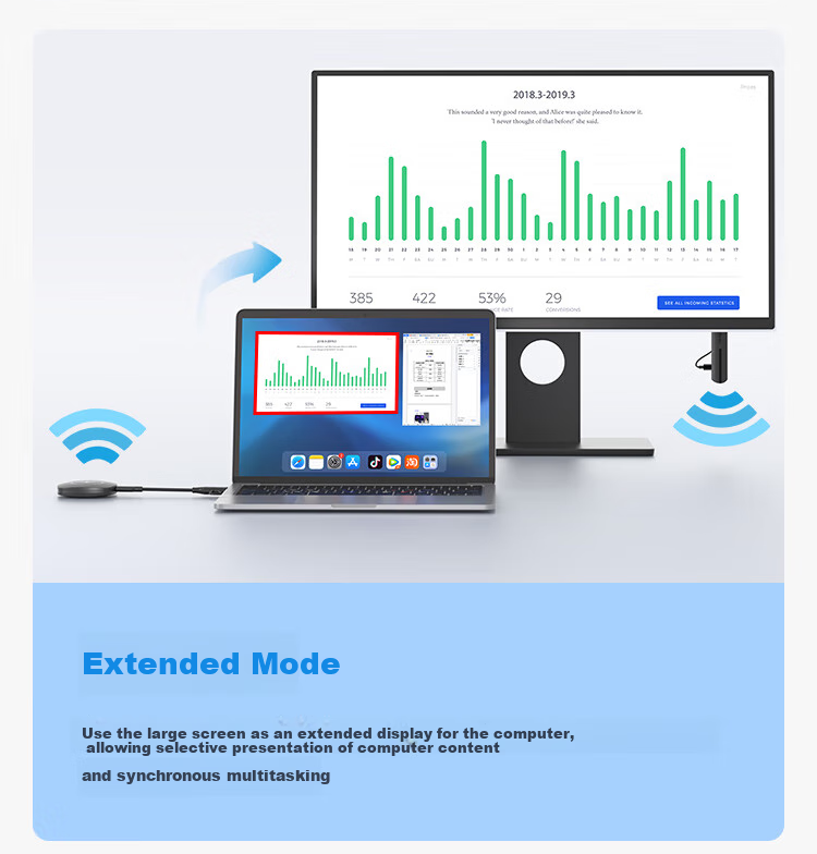 Horion [Wujie 1S] HDMI Wireless Screen Mirroring Device, 4K Screen Mirroring Adapter, Compatible with Office Laptops, Desktop Computers, Phones, for TV Display And Projection, USB+C Dual Port HG-1S 13