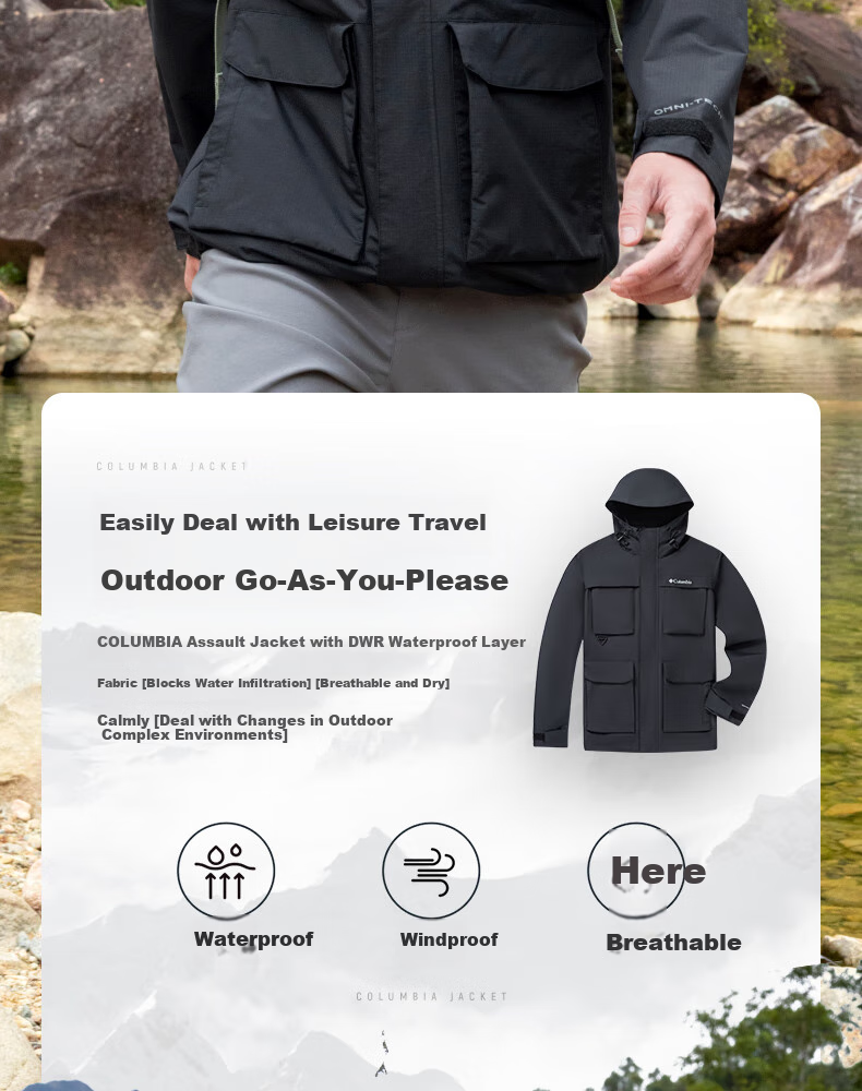 Columbia Outdoor, New 2025 Men's And Women's Waterproof Jacket, Casual Coat WE5369 2