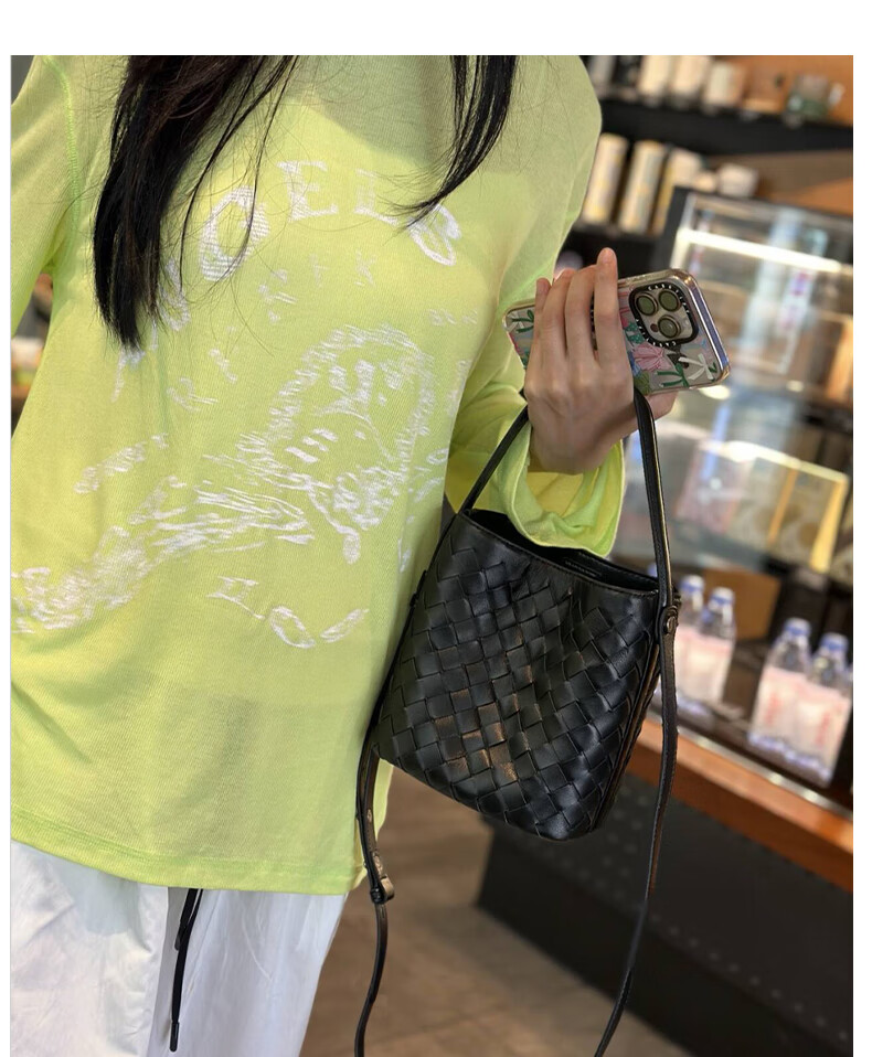 Viney Leather Handbag for Women, Woven Bucket Bag, Light Luxury Crossbody Shoulder Bag, Practical Birthday And Mother's Day Gift for Mom 8