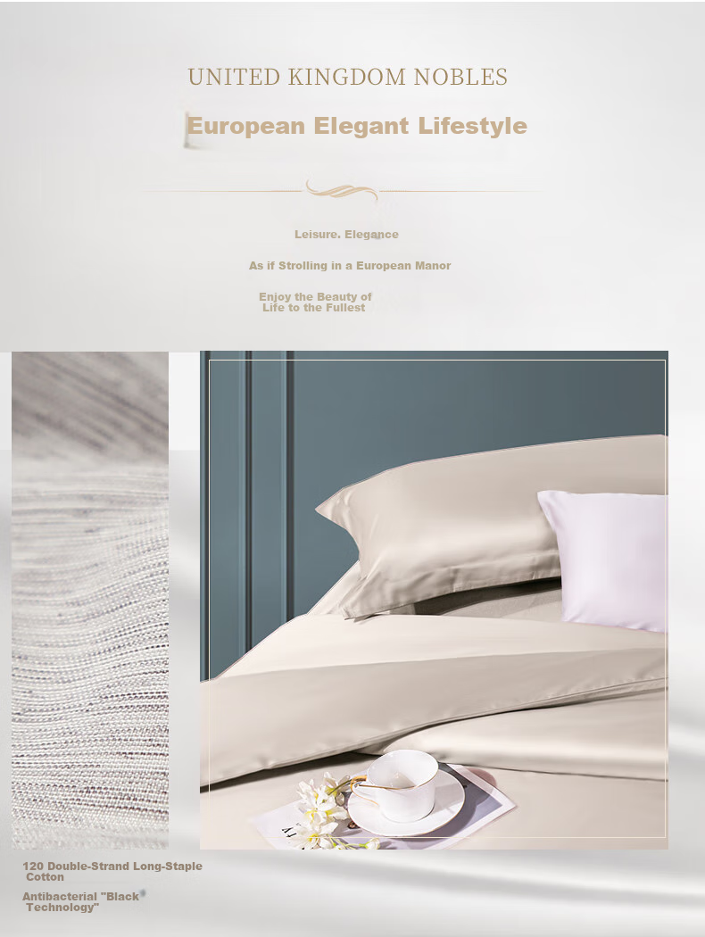 FUANNA High-End Bedding Set, Four Pieces, 120s Double-Ply Long-Staple Cotton Sateen Bed Sheet Set, 230*229cm 2