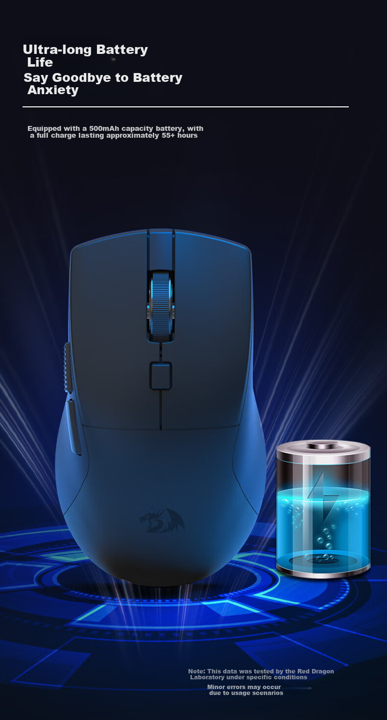 REDRAGON G69 Gaming Mouse, Comfortable for Hand, Wireless Mouse, E-Sports Mouse, Office Mouse, New Year Gift, Tri-Mode, White 5