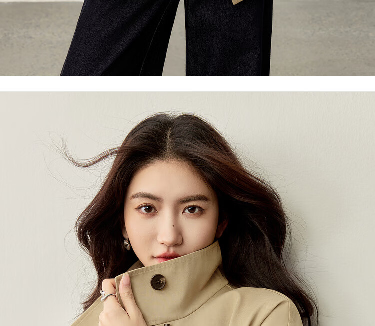 Sentubila British Style Cotton Blend Toggle Coat for Women Autumn Loose Slim Color Block Drop Shoulder Mid-Length Outerwear 5