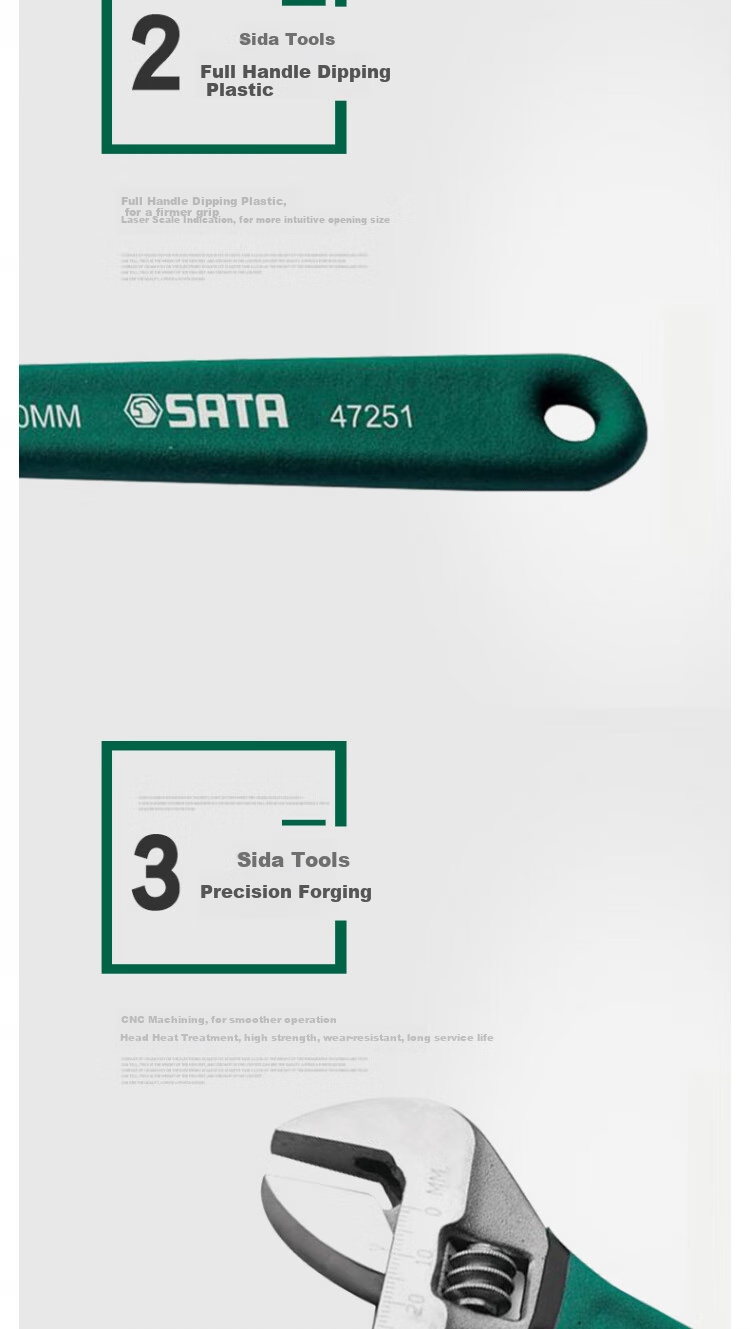 SATA Plastic-Coated European Adjustable Wrench 18 Inch 47254 (Unit: Piece) 3