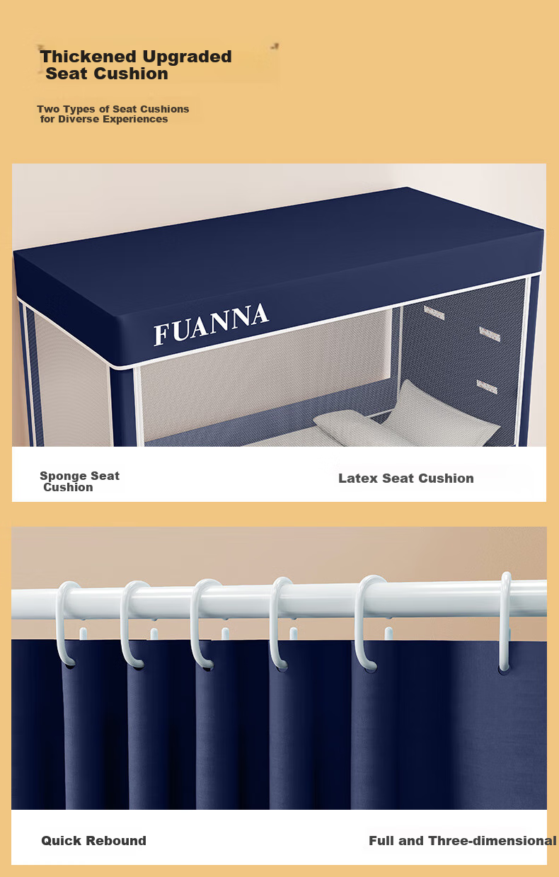 FUANNA × JINGDONG Customized Student Fence Mosquito Net, Dormitory Bunk Bed Strong Light-Blocking Curtain, 90*190*110cm 17