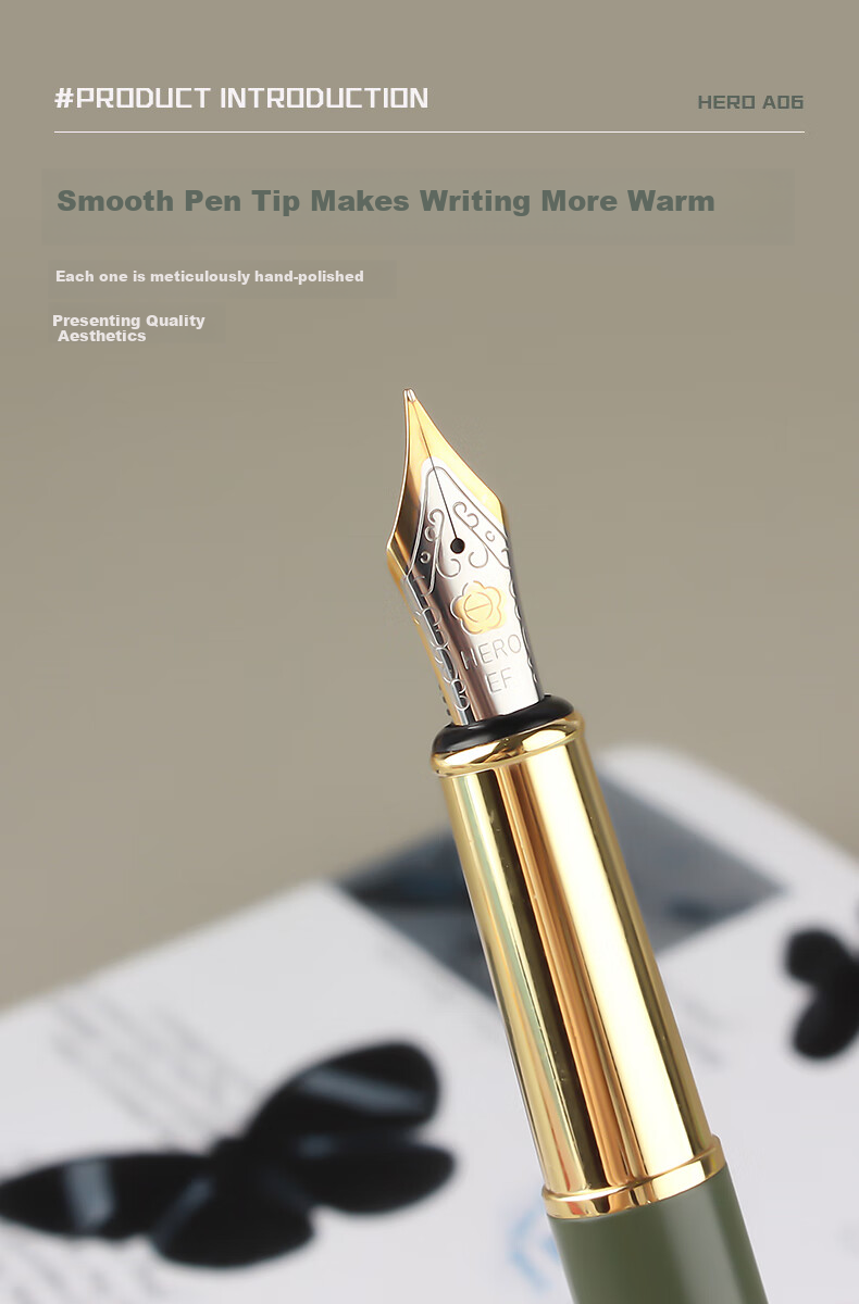 HERO Fountain Pen A06-1 Morandi Iridium Nib Adult Daily Writing Business Office Signature Ink Pen EF Nib Taro Color 3