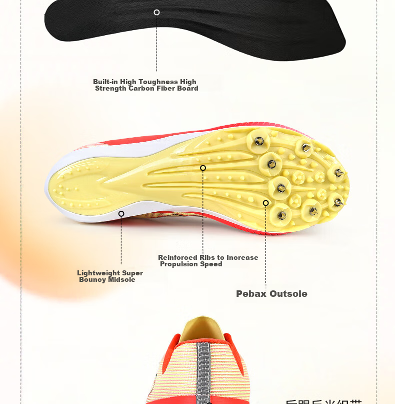 Li-Ning Professional Track And Field Sprint Shoes with Full-Length Carbon Plate, Lightweight for Physical Exams, Training And Competition Running And Long Jump Shoes 4