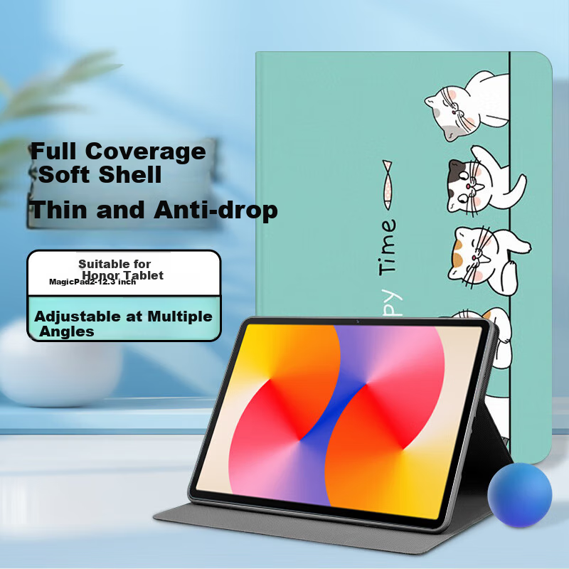 Jiangming Compatible with Honor MagicPad 2 Protective Case, 2024 New Honor Tablet 12.3-Inch Protective Cover, Slim Full Coverage Shockproof Student Cartoon Painted Leather Case
