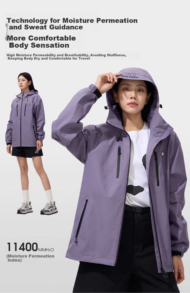 CAMEL Women's Clothing [Panda Series], Single-Layer Unisex Windbreaker, New Spring Style for Men And Women, Waterproof And Windproof Hard Shell Jacket 13