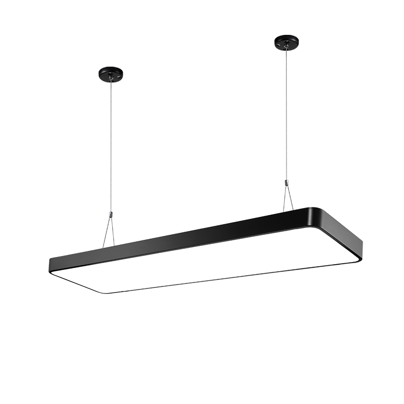 CANMEIJIA Studio Pendant LED Linear Light Rectangular Pendant Ceiling Square Tube Light Factory Workshop Industrial 65W Black Frame Right Angle