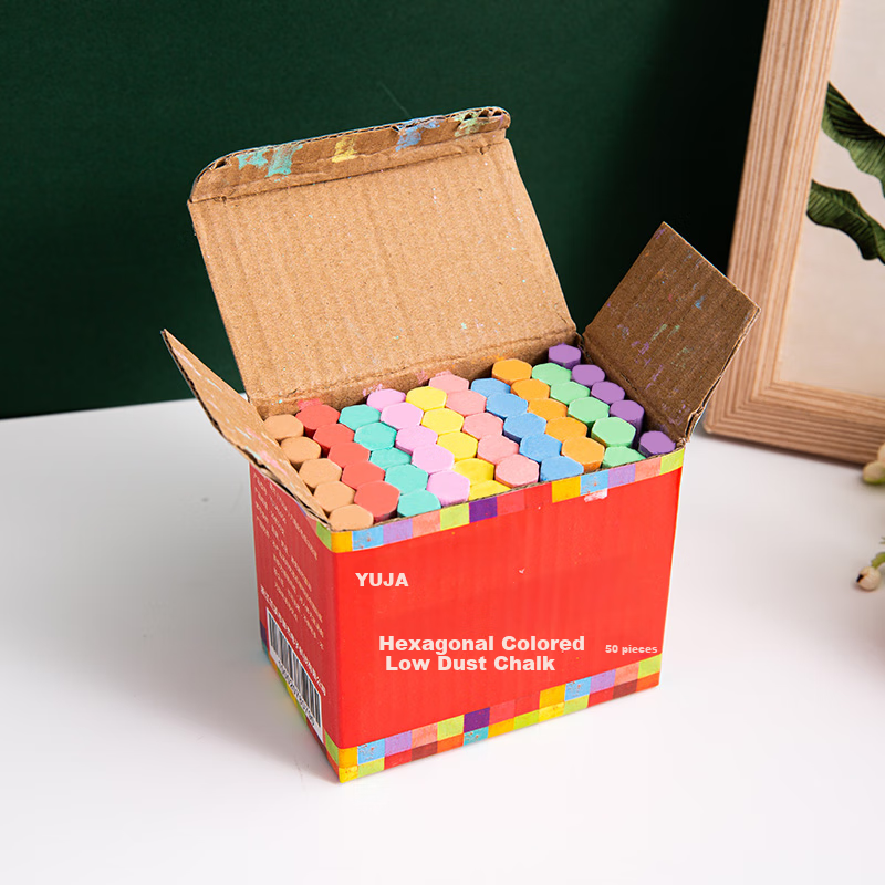 YUJA Chalk, Sold by JD, Hexagonal Colored Chalk for Blackboard Newspaper, 10 Colors, 50 Pieces, Back-To Gift, Children's Dust-Free Non-Toxic Chalk, Drawing Board, Teaching Blackboard Newspaper Special Pe