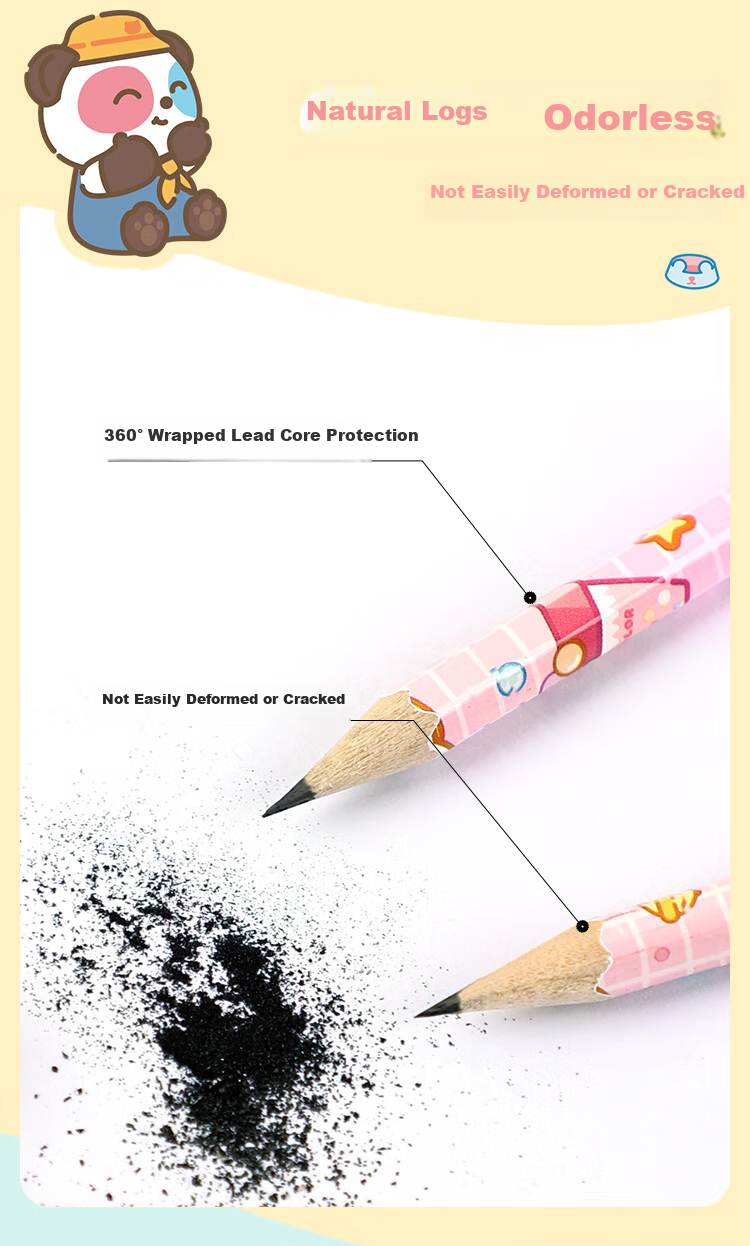 [Back to School Essential] Zhonghua Da Series Hexagonal Children's Writing Pencil, Art Drawing Student Office HB Pencil with Rainbow Eraser Tip, 6201-4 HB, 12 Pieces/box 6