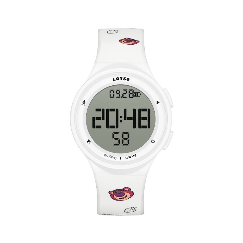 Disney Strawberry Bear Student Electronic Watch Junior High Sports Outdoor Electronic Watch Vibration Alarm Swimming Waterproof Kids Girls