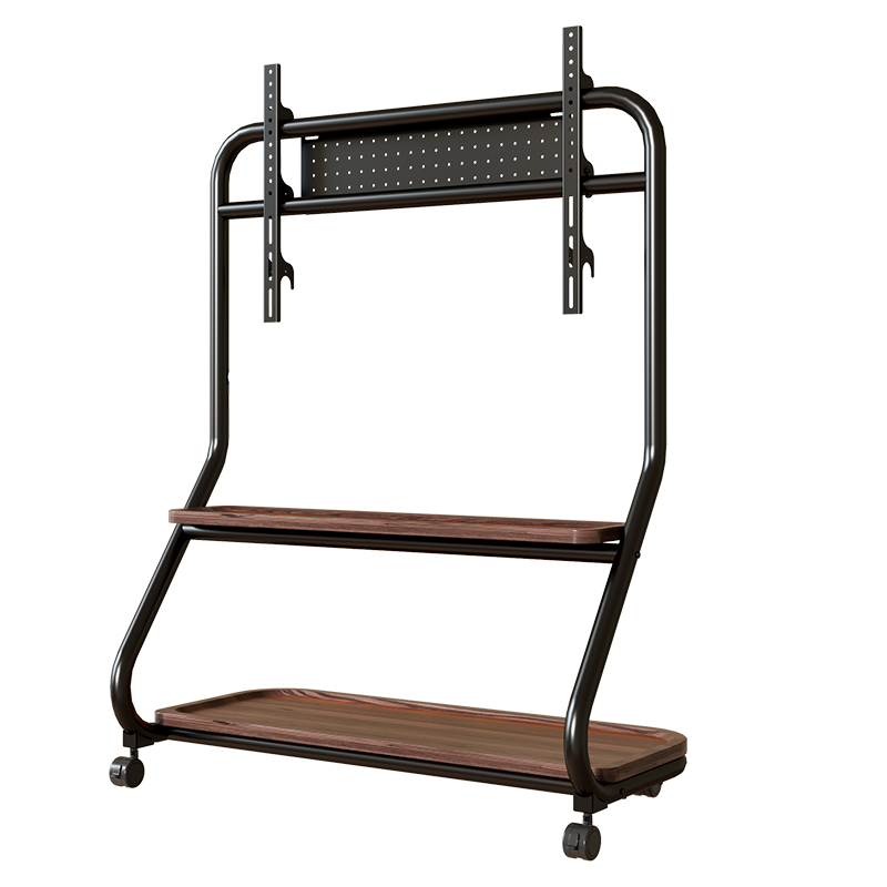 CABTE Twin Tower 50-100 Inch Mobile TV Stand Art Cart Floor-Standing TV Trolley, Black Model/Upgraded Pegboard Storage, Compatible with Multiple Brands