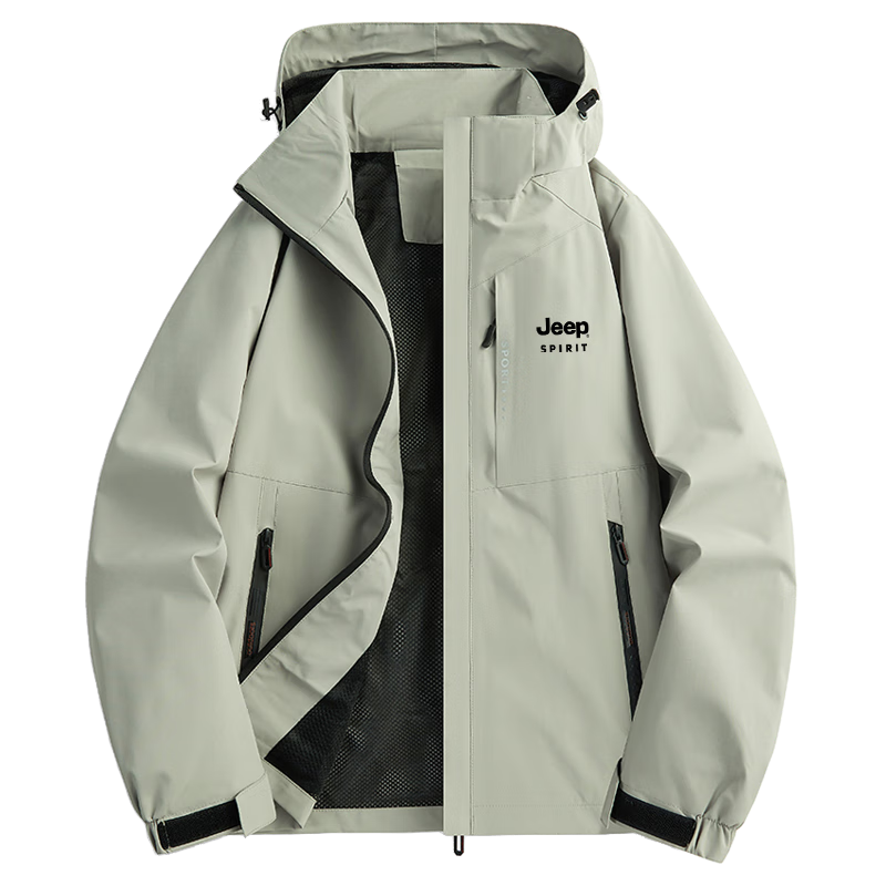 JEEP SPIRIT Men's Windbreaker Jacket, Autumn And Winter Workwear, Hooded Casual Trendy Sportswear for Me