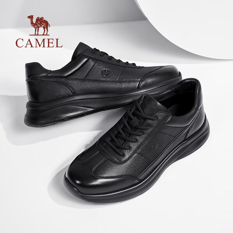 Мужские повседневные кроссовки CAMEL Classic Comfortable Cowhide Soft-Soled Casual Men's Light Business Sports Leather Shoes G15A220074 Black 40