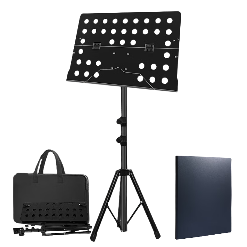 Maneryuepu Foldable Adjustable Music Stand with Instrument Accessory + Storage Bag + Sheet Music Holder