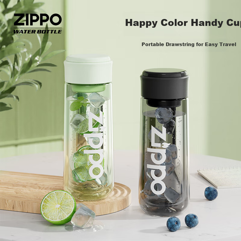 Бутылка для воды ZIPPO Sports, большая емкость, стильная, ударопрочная пластиковая чашка для мужчин и женщин, студентов, фитнеса на открытом воздухе, 570 мл, черный