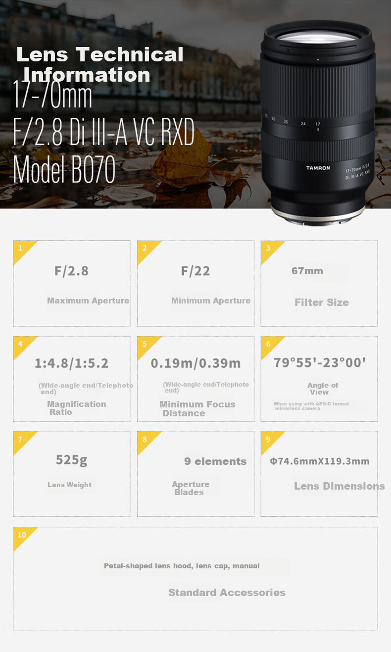 Tamron 17-70mm F/2.8 Di III-A VC RXD Anti-Shake Large Aperture Mirrorless Lens for Landscape, Portrait, Travel (Fujifilm X-Mount) Filter Kit 17