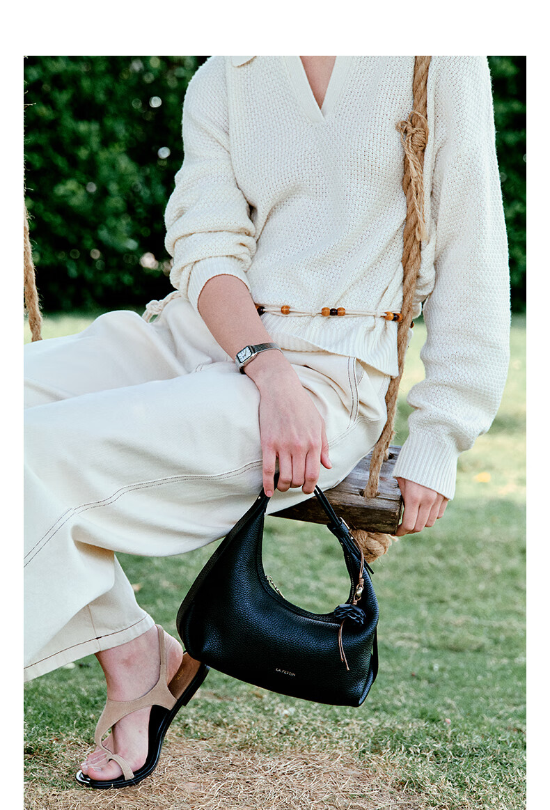 La Festin Medium-Sized Top-Grain Leather OO Bag, 2026 New Style Commuter Women's Handbag, Crossbody And Tote Half-Moon Bag, Birthday Gift for Girls 2