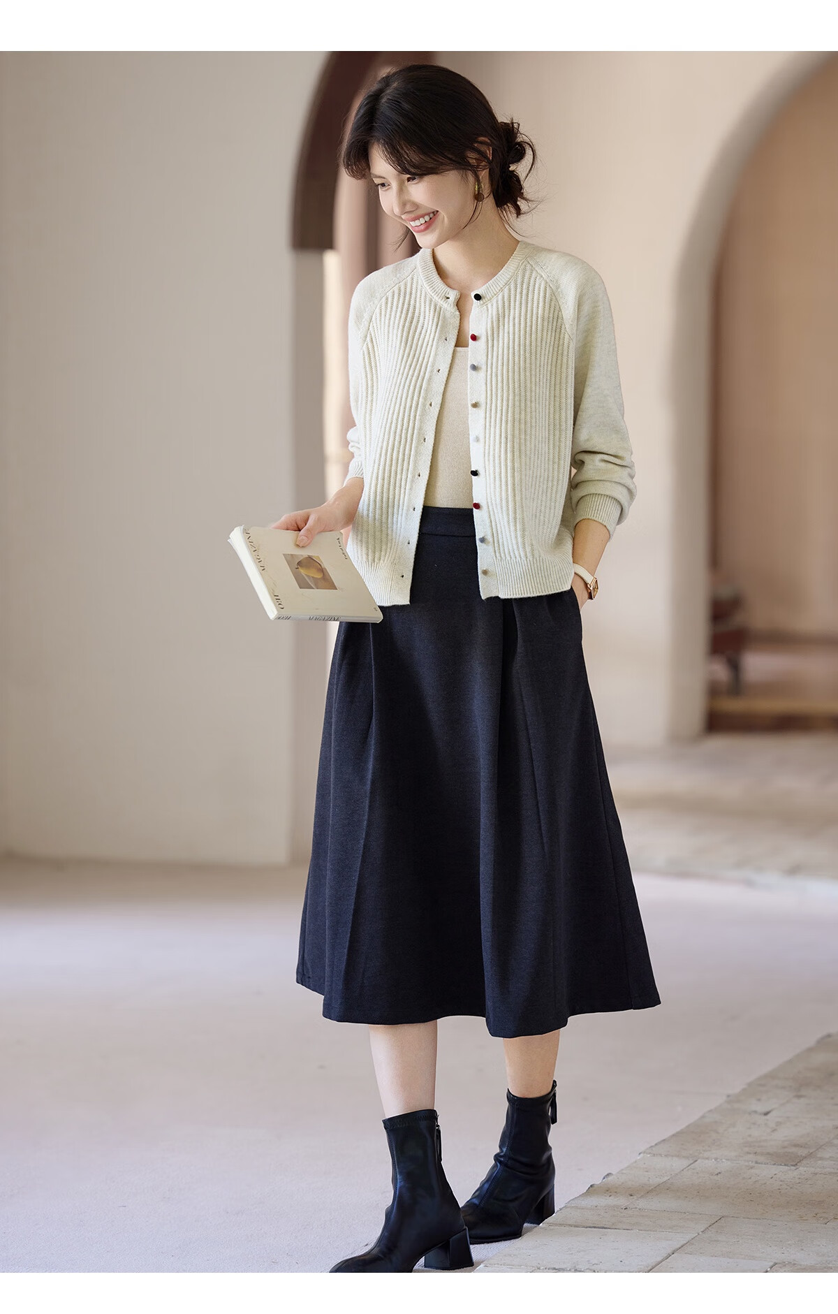 She Enjoy Knitted Cardigan Women Raglan Sleeve Sweater Jacket Red Versatile Knit Top Outerwear T53Z127 11