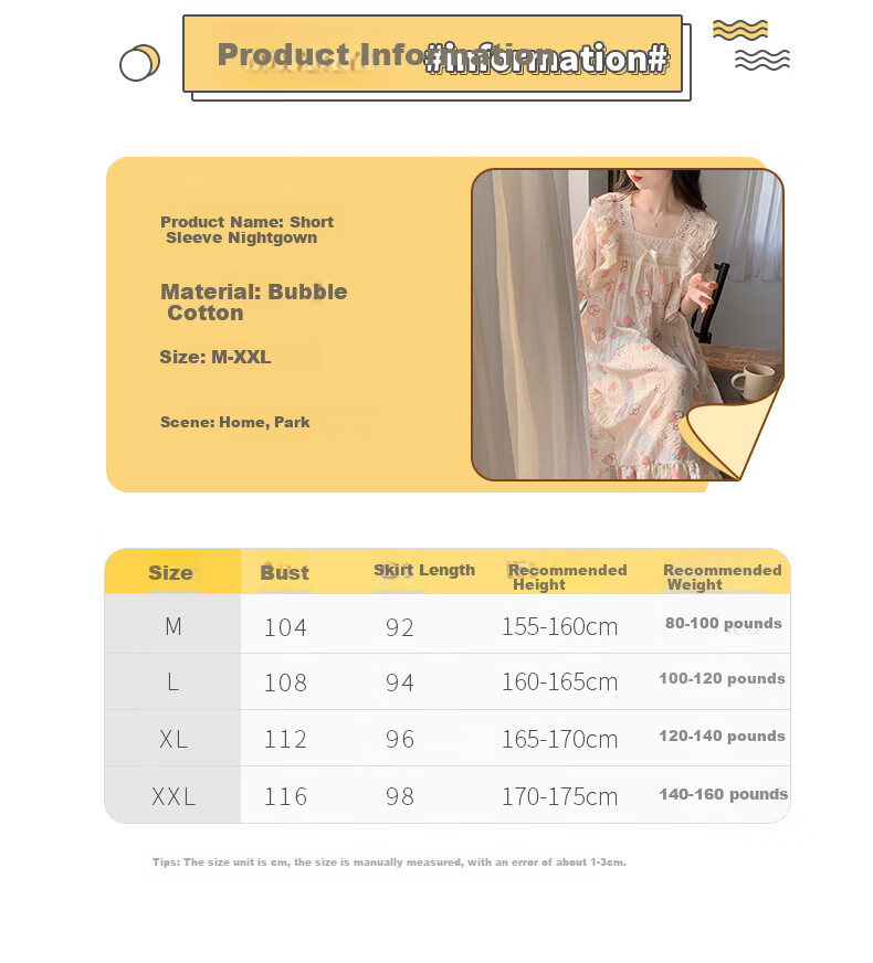 Langsha Princess-Style Nightgown for Women, Summer Sweet Sleepwear, Elegant Ins Style Loose Thin Loungewear 4