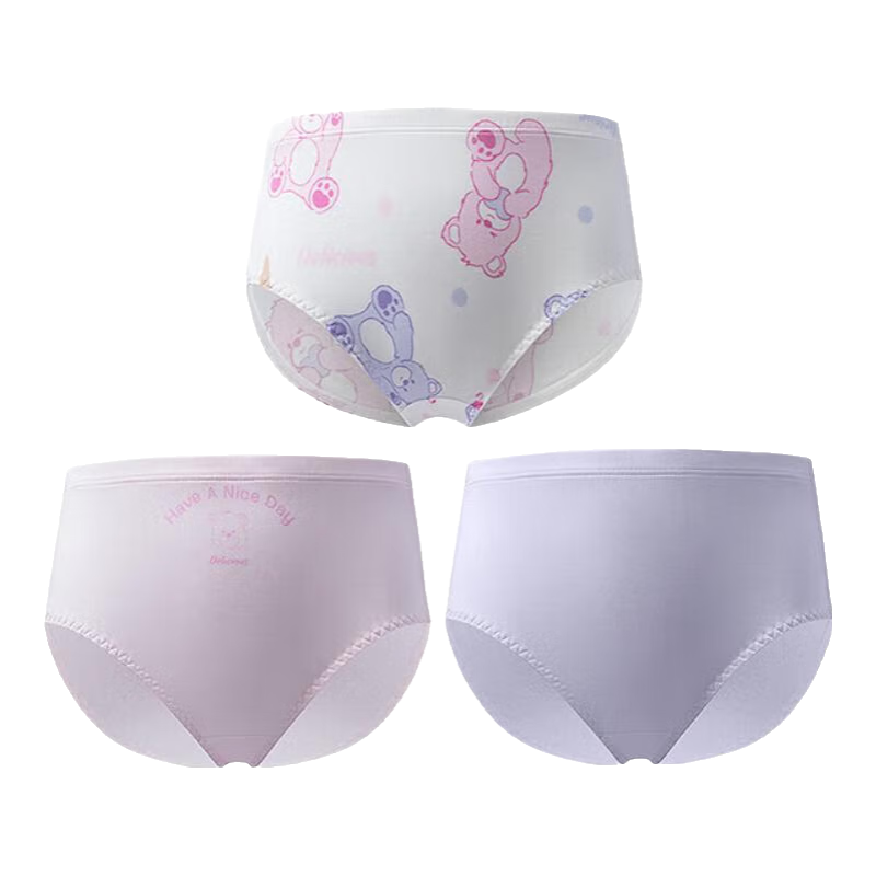 AIMER KIDS Girls' Modal Tiered Briefs Antibacterial 3-Pack Triangle Underwear - Sweet Bear 140