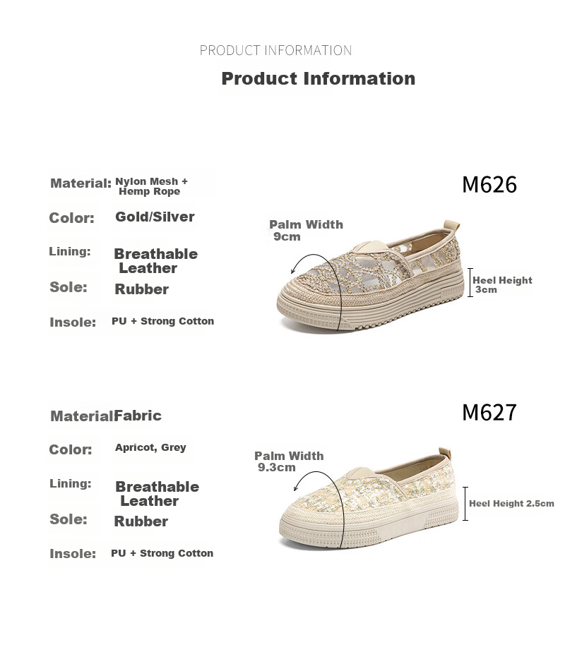 ZHR Fisherman Shoes for Women, Breathable Mesh Casual Fabric Shoes, Versatile Comfortable Thick-Soled Flats, M626, Gold, Size 35 11