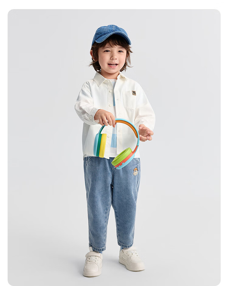 BALABALA Children's Long-Sleeve Shirt, Parent-Child Outfit, Autumn 2025, All-Cotton Brushed Fabric, Loose-Fitting, Skin-Friendly, 208325102202 19