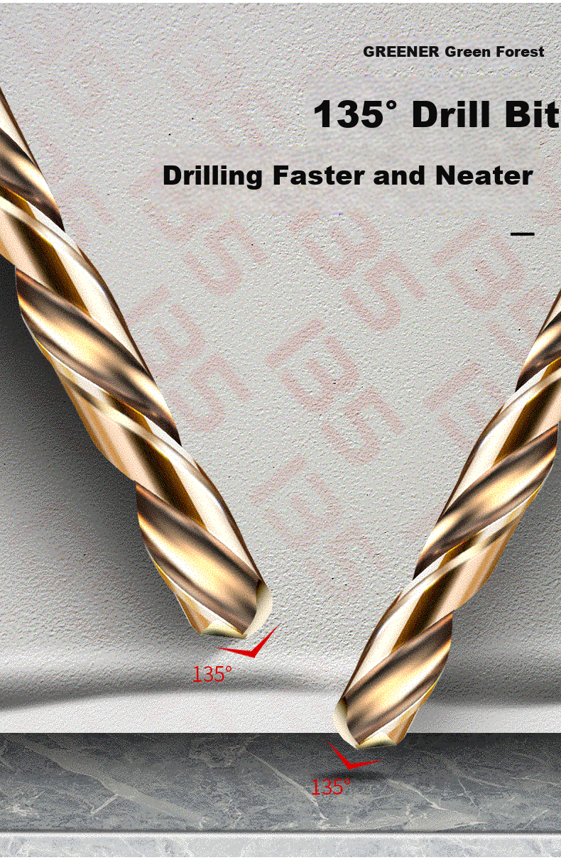 GREENER Hex Shank Twist Drill Bit with Cobalt for Stainless Steel, High Hardness Metal Steel Hand Drill Chuck 5