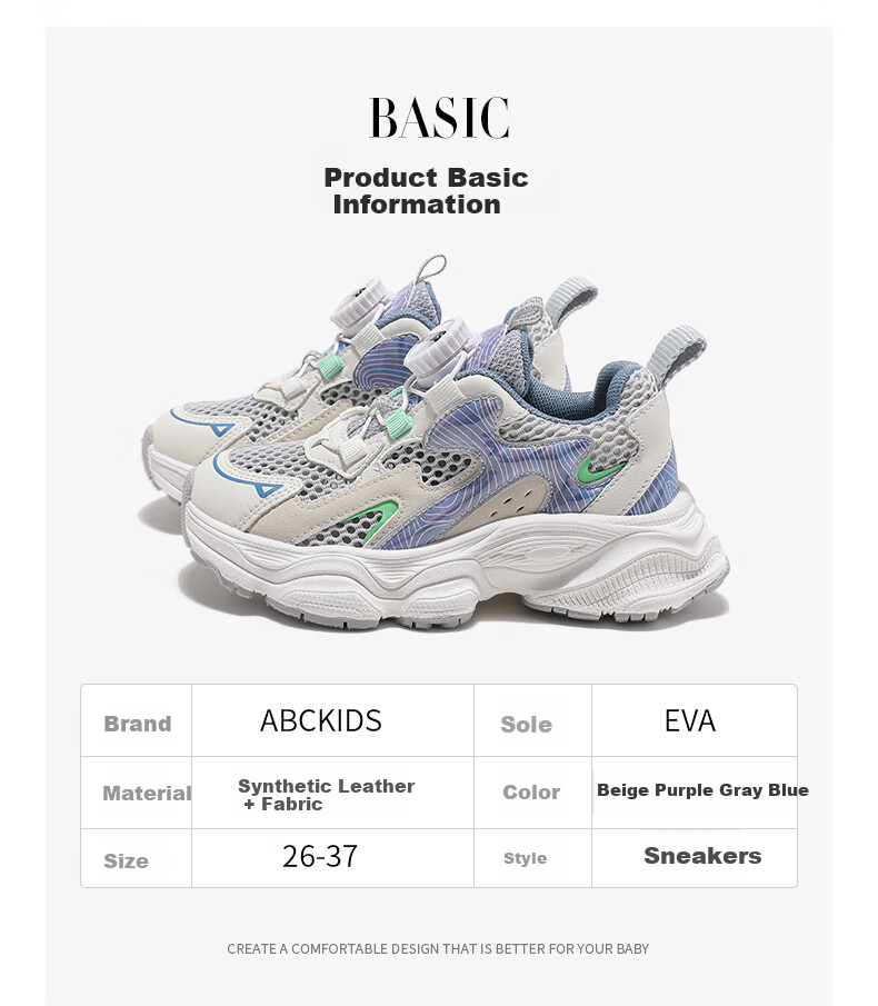ABC KIDS Girls' Summer Fashion Versatile Sneakers, Single Mesh Boys' Breathable Running Shoes, Children's Sandals, Beige/pink Purple, Size 37 1