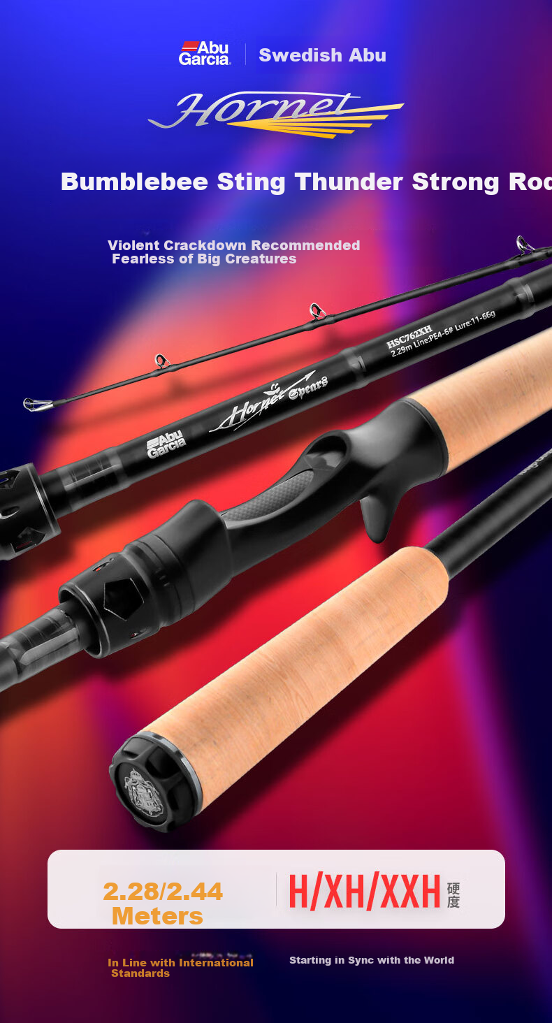 ABU GARCIA Bumblebee Stinger Heavy Rod, Ultra-Hard, Powerful Grass Fishing Rod for Black Fish Lure, 2.44 Meters H Hardness Gun Handle 1