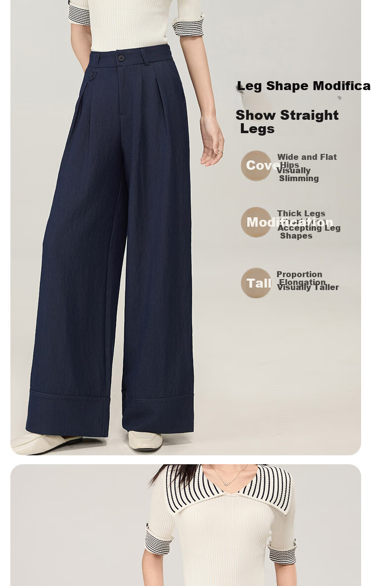 BOPRUIEY Women's High-Waist Casual Pants 2025 Autumn New Straight-Leg Loose Versatile Premium Draped Wide-Leg Trousers 4