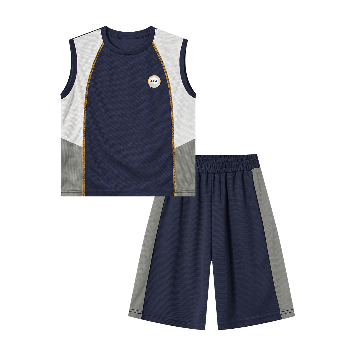 Duoduojia Boys' Sports Set, Summer 2026 Color-Block Mesh Vest And Shorts Two-Piece Set, Running Training Children's Basketball Uniform