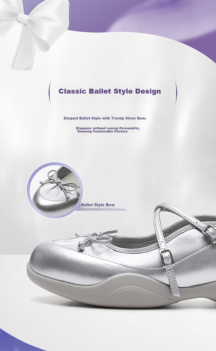 Le Saunda [Galaxy Ballet] Slip-On Mary Jane Shoes for Women, Casual Flats, Style 5M47102, Silver SVF, Size 39 2