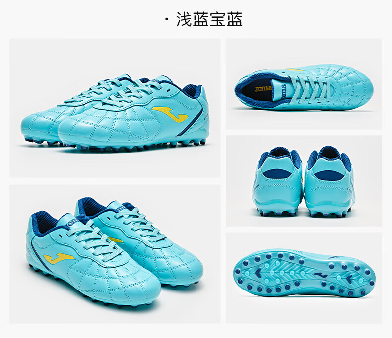 JOMA Kids Soccer Shoes MG Short Studs 2025 New Professional Football Match Training Shoes Light Blue/Dark Blue Size 35 9