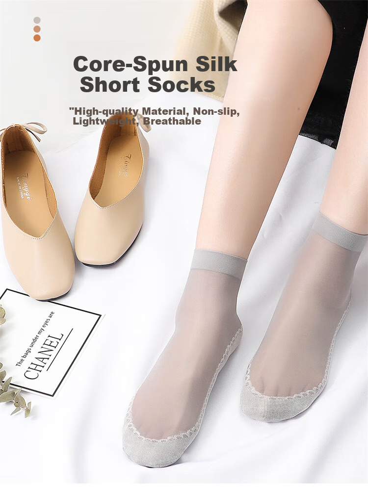 LangSha Silk Stockings, Short 6 Pairs, Spring And Summer Thin Style Women's Socks, Flesh Color Mid-Calf, Reinforced Sole, Non-Slip Short Socks, One Size Fits All, 6 Pairs Per Pack 1