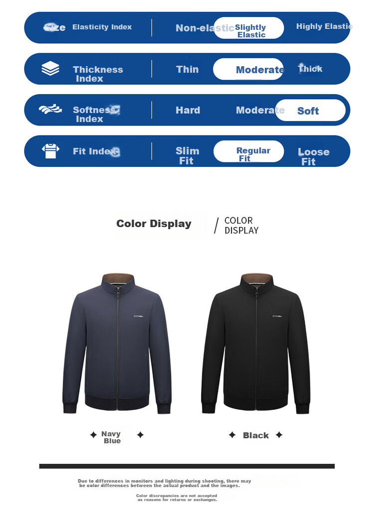 Goldlion GY Triple-Protection Stand-Collar Jacket for Men, Autumn And Winter Casual Coat JWL0209-MK149 Navy Blue 2XL 6