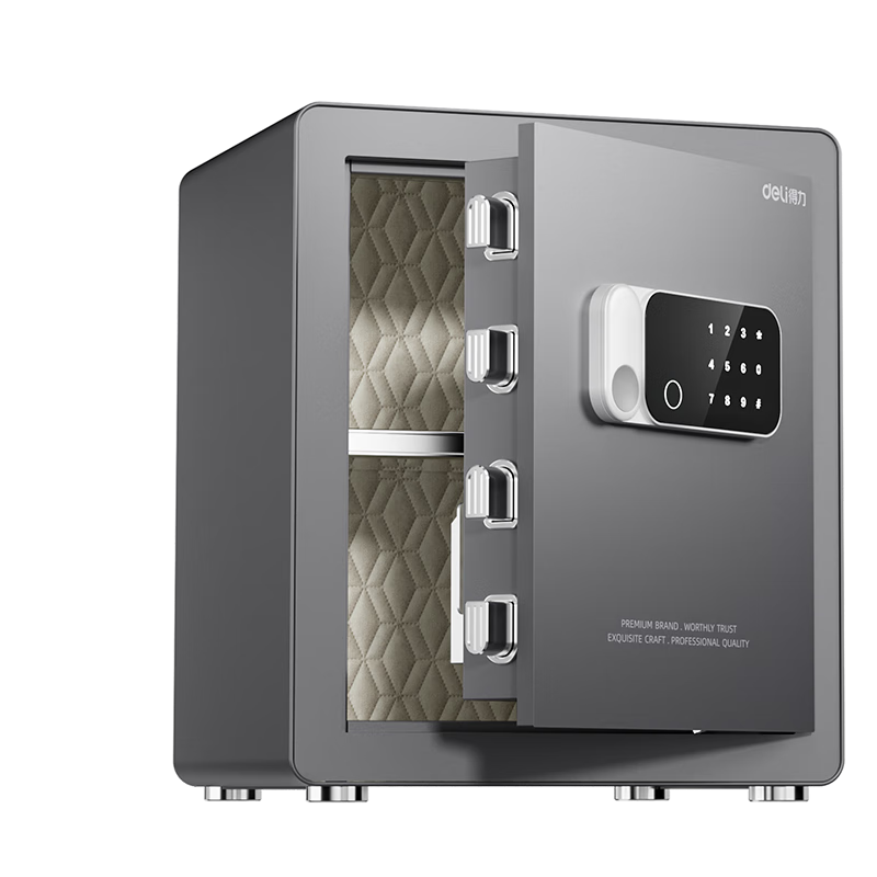 Deli Safe Deposit Box, Home Electronic Password Safekeeping, Office Financial Confidential Box, Automatic Door Opening, Thickened Lock Bolt, 45cm Gray AE640