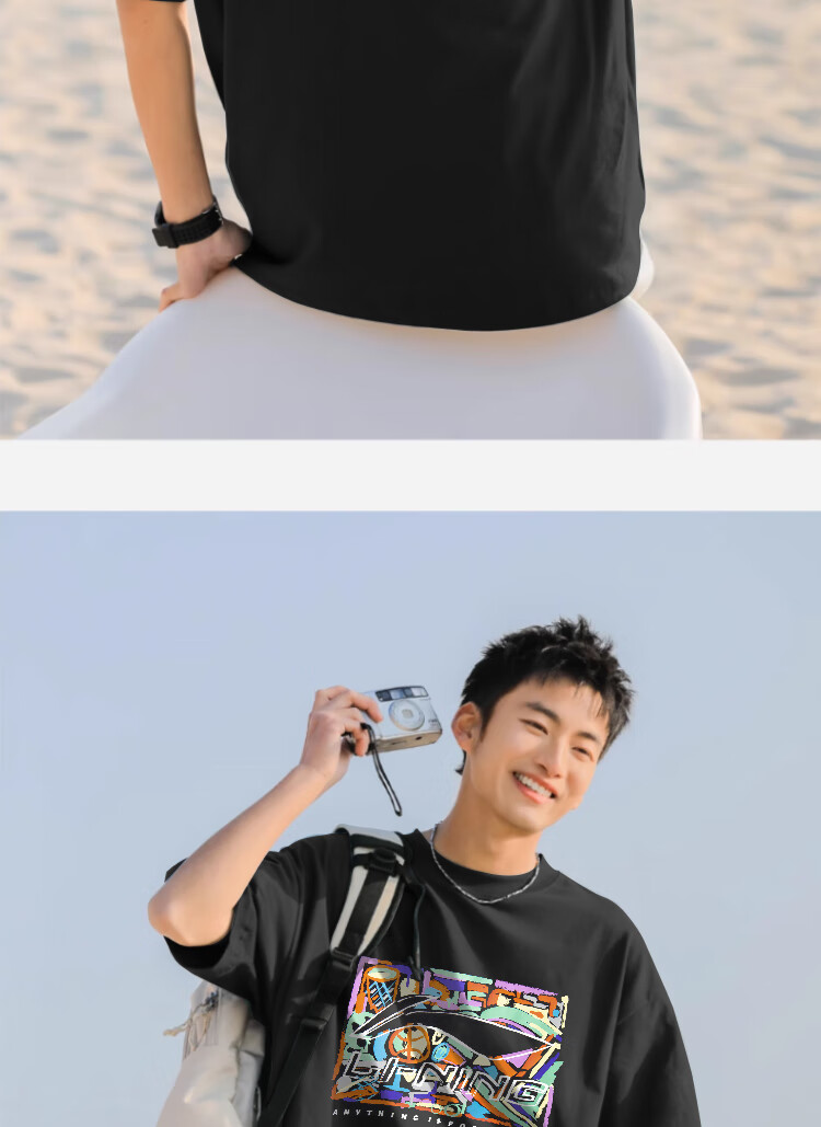 LI-NING Short Sleeve Sports T-Shirt Logo Print Summer Breathable Unisex Casual Comfortable Trendy Tee for Men 9