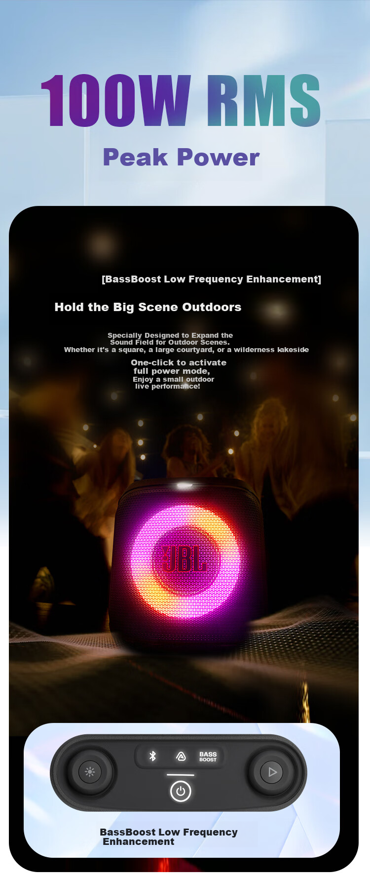 JBL PartyBox Encore ES2 Bluetooth Speaker, Outdoor Sound System for Home KTV And Square Dancing, All-In Karaoke Machine, Chongjiang II Subwoofer 4