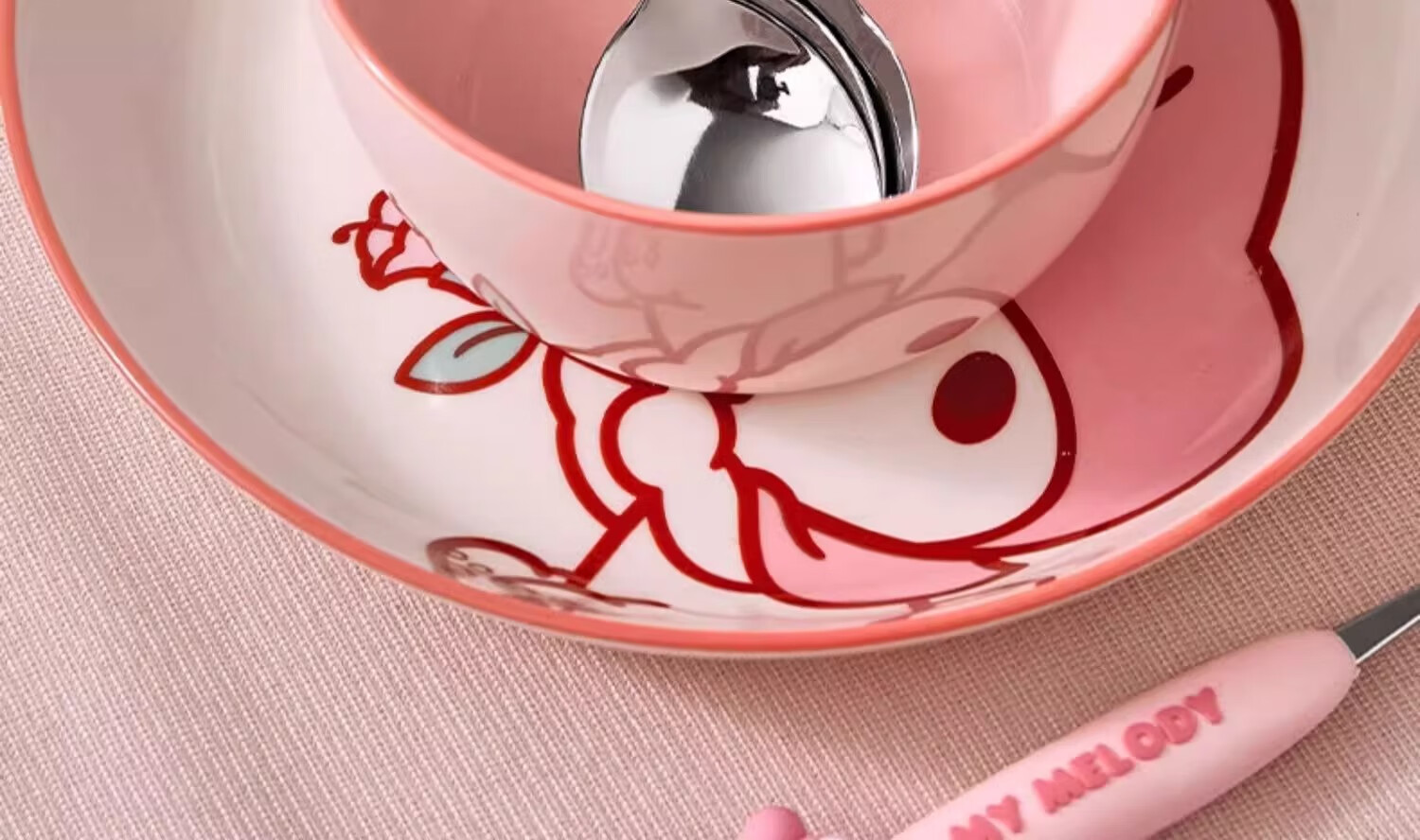 MANCHAOJIA Stainless Steel Fork, Cute Silicone Spoon And Fork for Children's Meals, High-Quality Exquisite Tablespoon for Home Use - HELLO KITTY 3