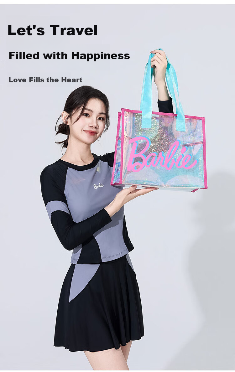 Barbie Beach Bag with Dry And Wet Separation, Swimming Bag, Seaside Transparent Travel Bag, Handheld Large Capacity Fitness Yoga Storage Bag 3