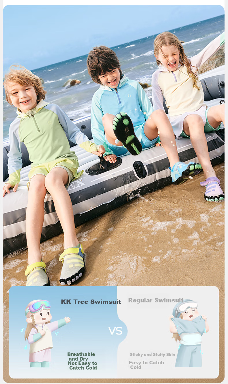 Kocotree Children's Swimwear, Original Yarn Sun Protection Antibacterial Long-Sleeve Two-Piece Swimsuit for Boys And Girls, Sunshine Yellow, Size 130 13