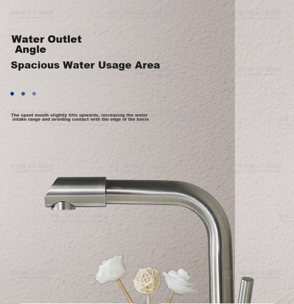 Submarine L2094 Stainless Steel Basin Faucet, Hot And Cold Dual Control, 360° Double Rotation, Bathroom Sink Faucet for Washing Face And Hands 5