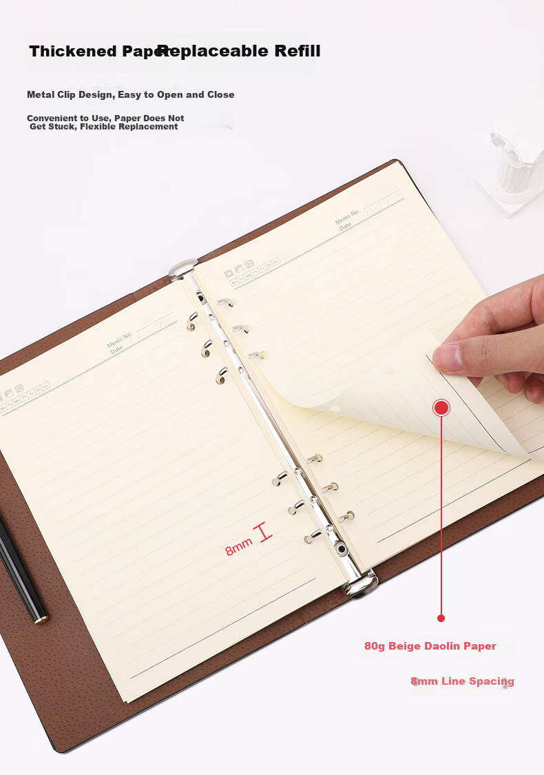 Befon A5 Loose-Leaf Notebook, Detachable Business Meeting Record Book, Study And Work Hard Cover Journal, Accounting Book, Diary And Logbook, Office Use, Bright Red Color 0035 3