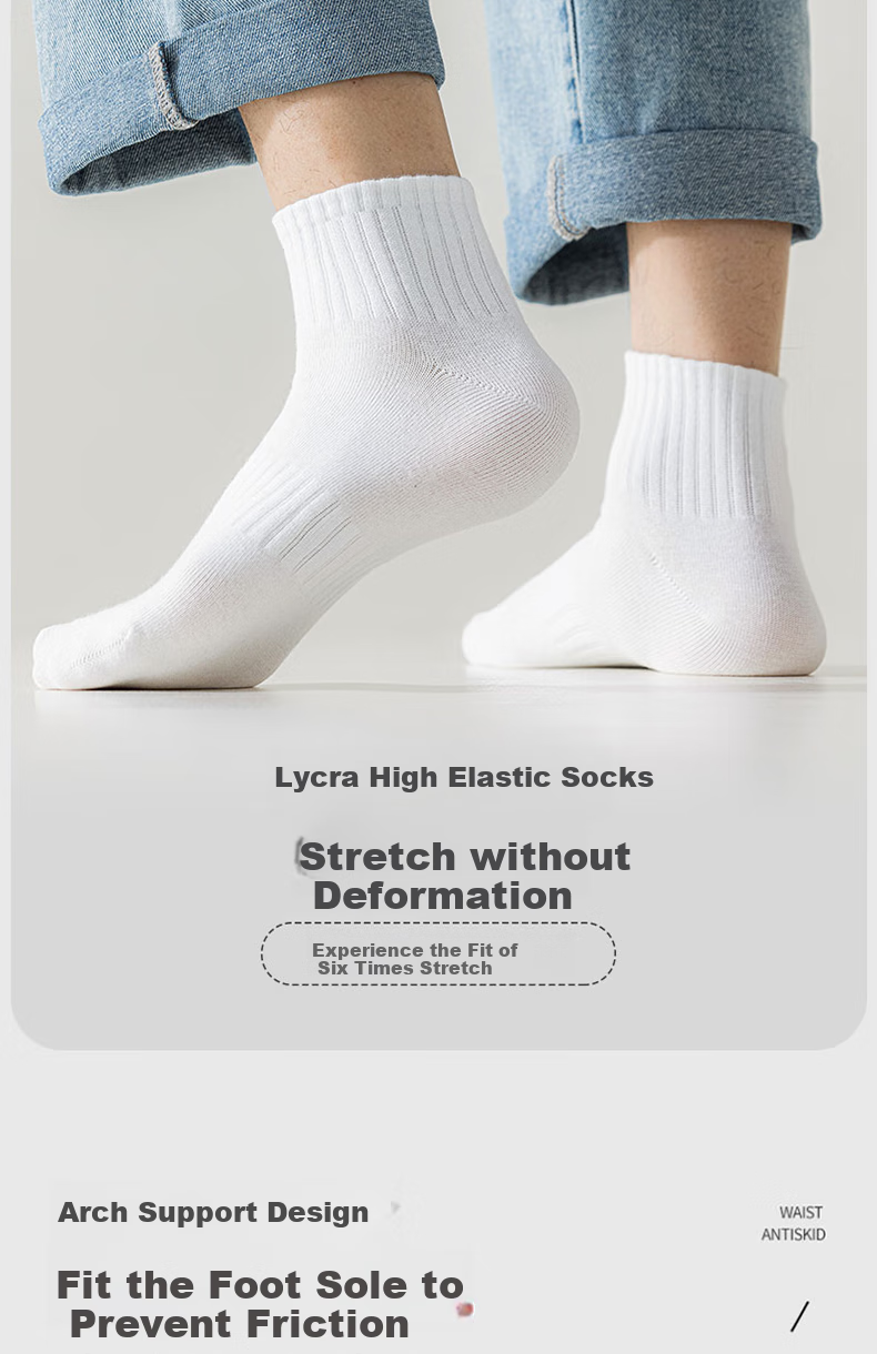 Mianmanman Men's Socks, Xinjiang Cotton Short Socks, Spring And Summer, 10A Antibacterial Deodorant, Breathable Solid Color Low-Cut Ankle Socks, 10 Pairs, Ytt 3