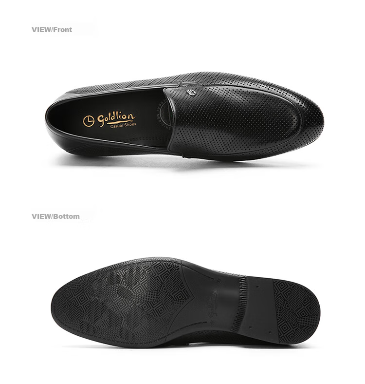 Goldlion Men's Loafers, Perforated Breathable Sandals, Business Casual Shoes G580420170AAD Black Size 41 22