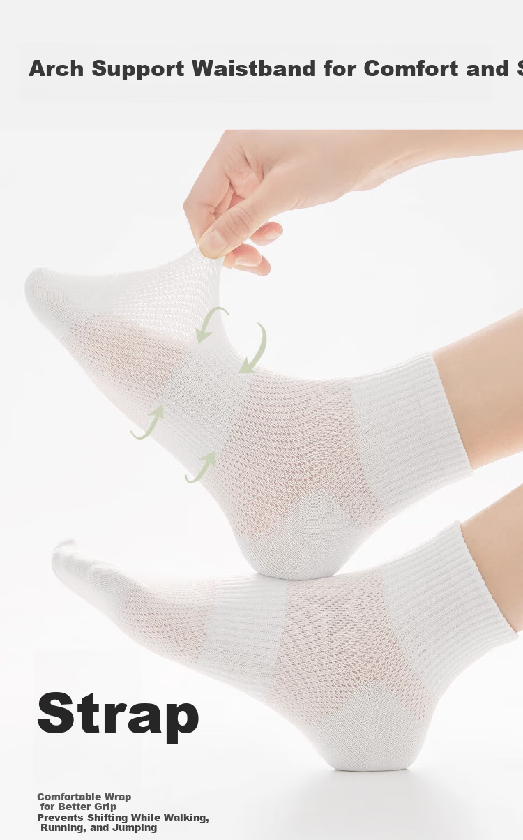 LangSha Summer Socks for Women, Pure Cotton 5A Antibacterial Mesh Breathable Comfortable Odor-Resistant All-Cotton Sweat-Absorbing Thin Mid-Calf Socks 10